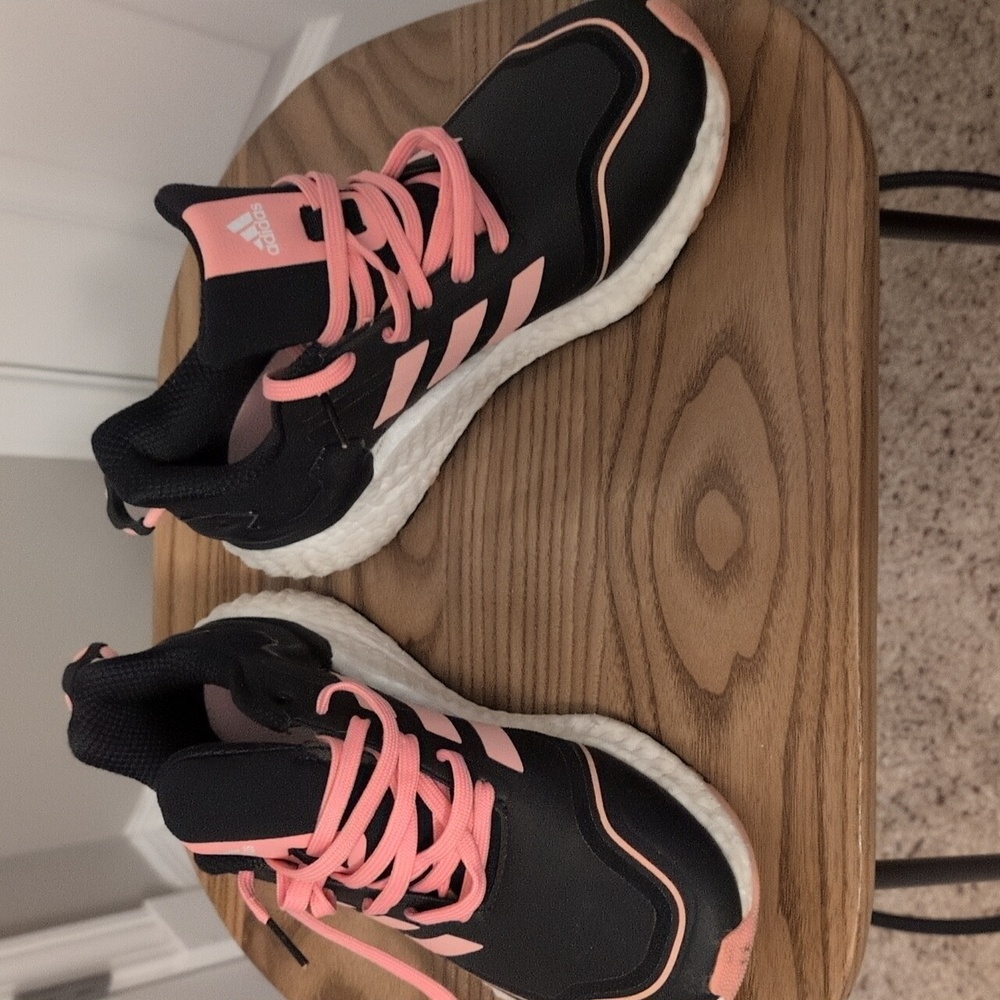 Adidas Women's Black and Pink Running Shoes